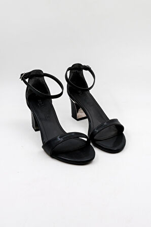 Park Moda Kısa Topuklu Tek Bantlı Abiye Şık Kadın Ayakkabı PM520 Siyah