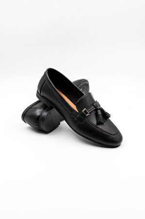 Venüs Kadın Hakiki Deri Toka Detaylı Loafer Günlük Ayakkabı VN023025Y Siyah