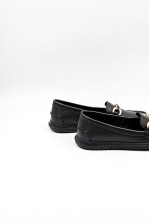 Venüs Kadın Hakiki Deri Toka Detaylı Loafer Günlük Ayakkabı VN484103Y Siyah