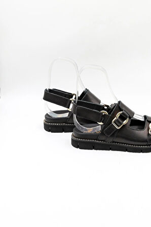 Venüs Kadın Hakiki Deri Süet Günlük Sandalet VN440013Y Siyah