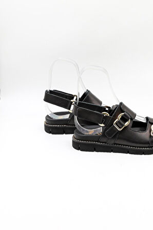 Venüs Kadın Hakiki Deri Süet Günlük Sandalet VN440013Y Siyah