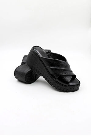 Venüs Kadın Hakiki Deri Günlük Terlik VN340252Y Siyah