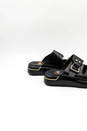 Venüs Kadın Hakiki Deri  Günlük Terlik VN440032Y Siyah