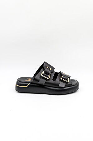 Venüs Kadın Hakiki Deri  Günlük Terlik VN440032Y Siyah