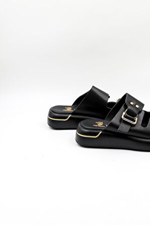 Venüs Kadın Hakiki Deri  Günlük Terlik VN440032Y Siyah