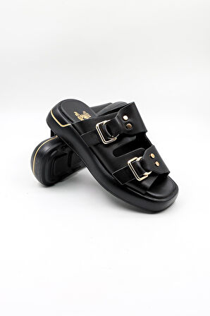 Venüs Kadın Hakiki Deri  Günlük Terlik VN440032Y Siyah