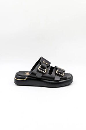 Venüs Kadın Hakiki Deri  Günlük Terlik VN440032Y Siyah