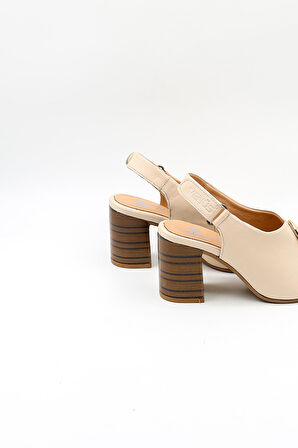 Venüs Kadın Hakiki Deri Günlük Topuklu Ayakkabı VN08518Y Bej