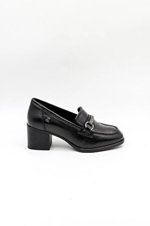 Venüs Kadın Hakiki Deri Günlük Topuklu Ayakkabı VN12701Y Siyah