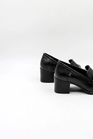 Venüs Kadın Hakiki Deri Günlük Topuklu Ayakkabı VN12701Y Siyah