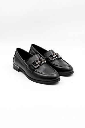 Venüs Kadın Hakiki Deri Günlük Topuklu Ayakkabı VN55212Y Siyah