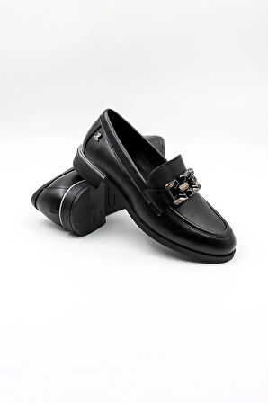 Venüs Kadın Hakiki Deri Günlük Topuklu Ayakkabı VN55212Y Siyah