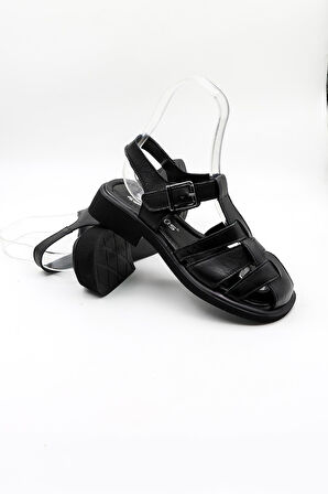 Venüs Kadın Hakiki Deri  Günlük Sandalet VN322533Y Siyah