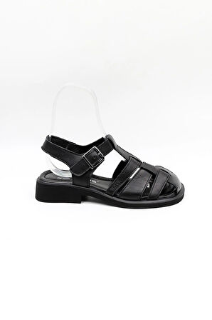 Venüs Kadın Hakiki Deri  Günlük Sandalet VN322533Y Siyah