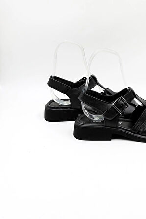 Venüs Kadın Hakiki Deri  Günlük Sandalet VN322533Y Siyah