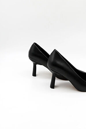 Park Moda Taşlı Topuklu Aksesuar Detaylı  Abiye Kadın Ayakkabı PM537 Siyah Cilt