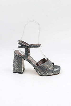 Park Moda Kadın Çapraza Çapraz Abiye Ayakkabı PM08 Platin