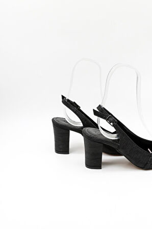 Park Moda Taşlı Kısa Kısa Topuklu Abiye Kadın Ayakkabı PM172 Siyah Taş