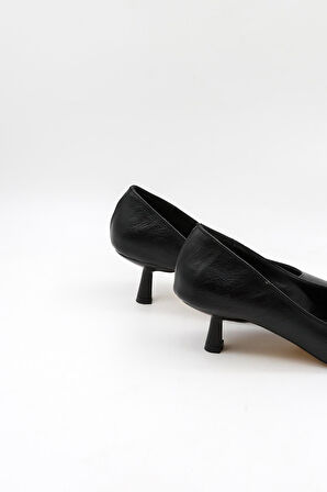 Park Moda Kısa Topuklu Kadın Ayakkabı PM439 Siyah Cilt