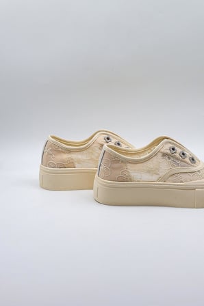 Kriste Bell Dantel Detaylı İthal Kadın Sneakers Spor Ayakkabı KB0523 Beyaz