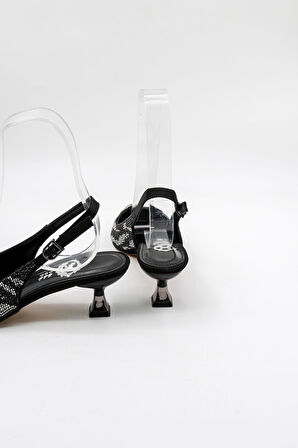 Park Moda Kısa Topuklu Taşlı Kadın Ayakkabı PM221 Platin