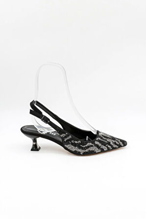 Park Moda Kısa Topuklu Taşlı Kadın Ayakkabı PM221 Platin