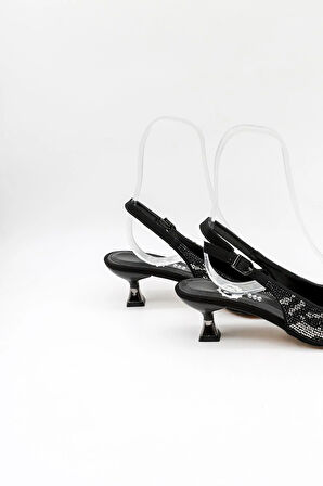 Park Moda Kısa Topuklu Taşlı Kadın Ayakkabı PM221 Platin