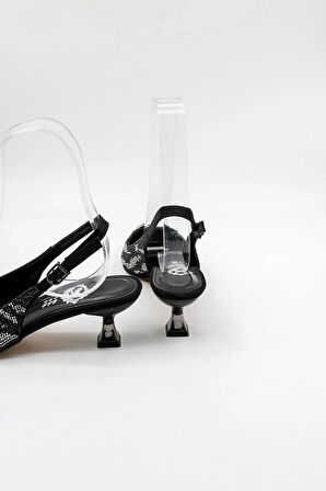 Park Moda Kısa Topuklu Taşlı Kadın Ayakkabı PM221 Platin