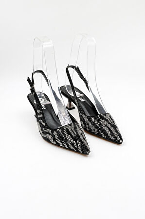 Park Moda Kısa Topuklu Taşlı Kadın Ayakkabı PM221 Platin