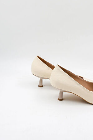 Park Moda Kısa Topuklu Kadın Ayakkabı PM439 Bej Cilt