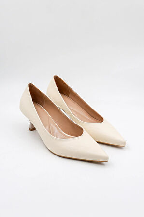 Park Moda Kısa Topuklu Kadın Ayakkabı PM439 Bej Cilt