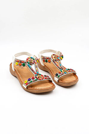 Guja Günlük Kadın Sandalet  GJ1501 BY Beyaz