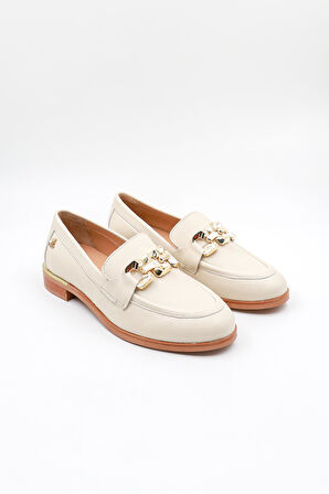 Venüs Kadın Hakiki Deri Günlük Topuklu Ayakkabı VN55212Y Bej