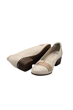 Venüs Kadın Hakiki Deri Günlük Topuklu Ayakkabı VN12531Y Bej