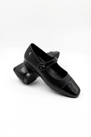 Venüs Kadın Günlük Deri Kemer Detaylı Babet VN11104Y Siyah