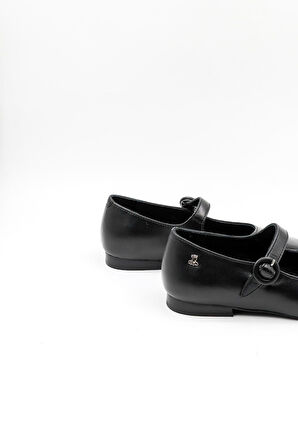 Venüs Kadın Günlük Deri Kemer Detaylı Babet VN11104Y Siyah