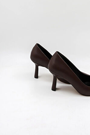 Park Moda Taşlı Topuklu Aksesuar Detaylı  Abiye Kadın Ayakkabı PM537 Kahve Cilt