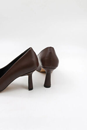 Park Moda Taşlı Topuklu Aksesuar Detaylı  Abiye Kadın Ayakkabı PM537 Kahve Cilt