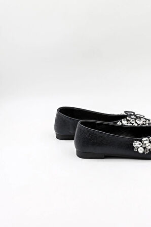 Kriste Bell İthal Kadın Taşlı Şık Babet KB2000-000 Siyah