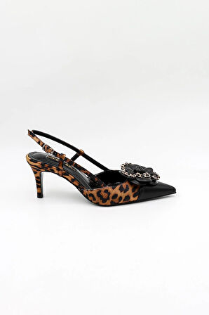 Kriste Bell İthal Gül Toka İnce Topuk Ayakkabı KB4003 Leopar