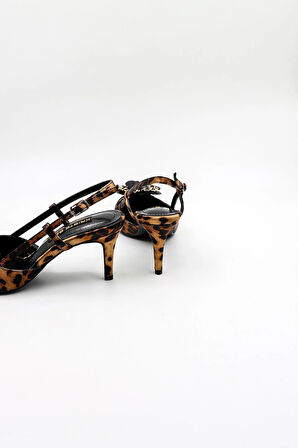 Kriste Bell İthal Gül Toka İnce Topuk Ayakkabı KB4003 Leopar