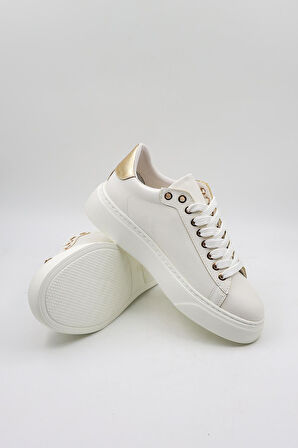 ParkModa Aksesuar Detaylı İthal Kare Kadın Şık Topuklu Ayakkabı PM400 Beyaz Cilt