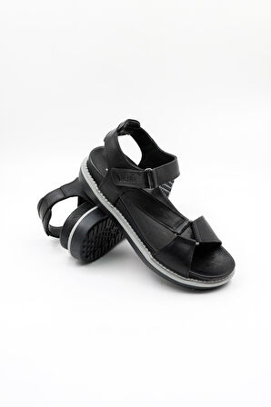 Venüs Kadın Hakiki Deri Günlük Sandalet VN202064Y Siyah