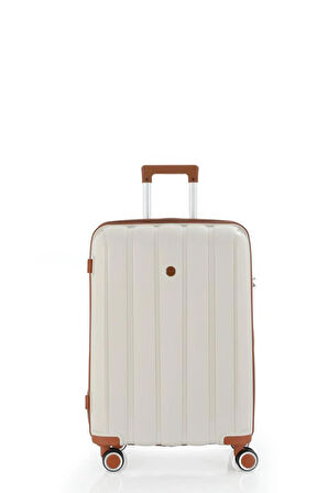 Mçs V305 Ultra Hafif Plastik Materyal Polipropilen Kabin Boy Valiz - Kemik Kahve