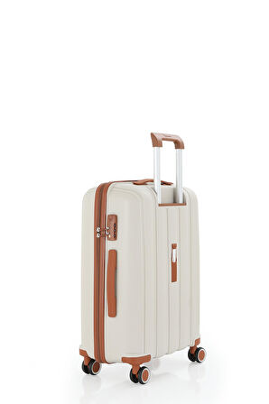 Mçs V305 Ultra Hafif Plastik Materyal Polipropilen Kabin Boy Valiz - Kemik Kahve