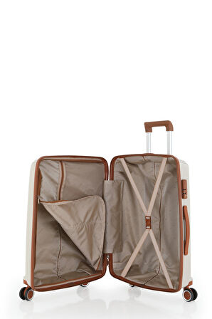 Mçs V305 Ultra Hafif Plastik Materyal Polipropilen Kabin Boy Valiz - Kemik Kahve