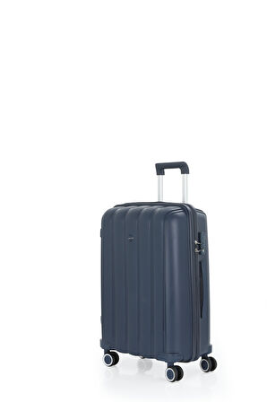 Mçs V305 Ultra Hafif Plastik Materyal Polipropilen Kabin Boy Valiz - Lacivert