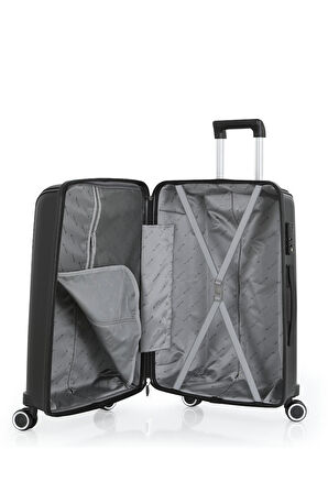 Mçs V305 Ultra Hafif Plastik Materyal Polipropilen Kabin Boy Valiz - Siyah