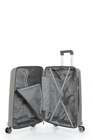 Mçs V305 Ultra Hafif Plastik Materyal Polipropilen Orta Boy Valiz - Gri