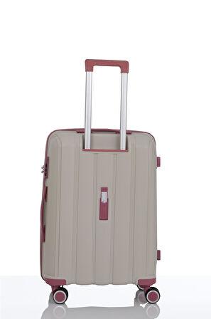 Mçs V305 Ultra Hafif Plastik Materyal Polipropilen Orta Boy Valiz - Kemik Koyu Pudra